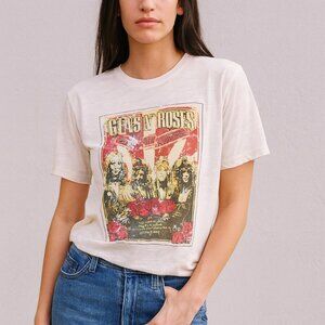 Guns N’ Roses White Burnout Graphic Band Tee Distressed Rock Retro T-Shirt S M